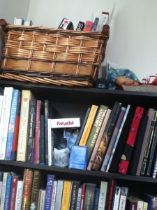 bookshelf plus basket